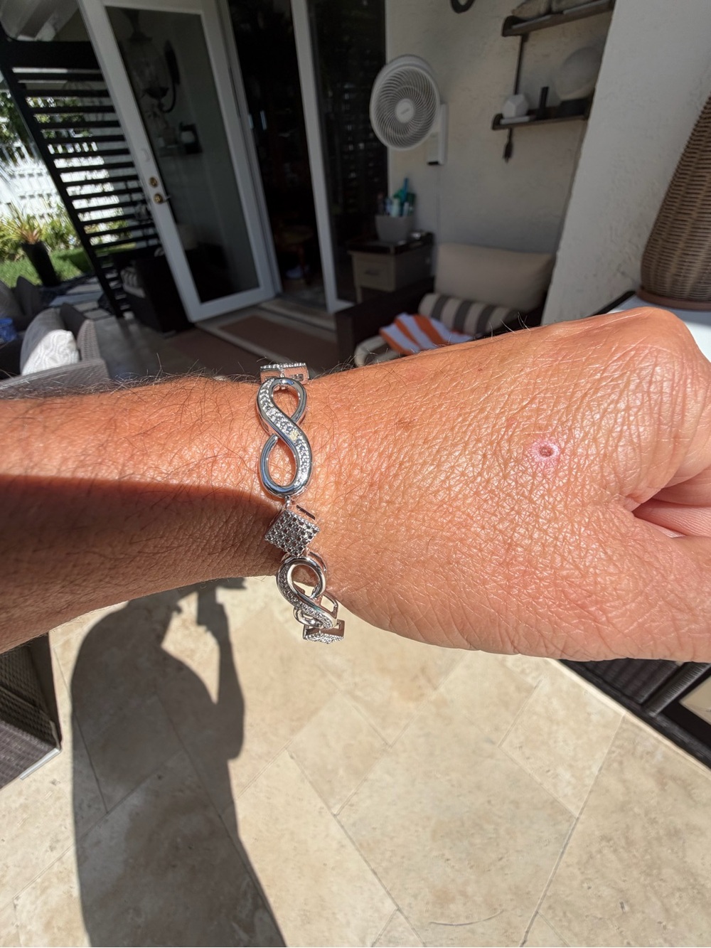 Sterling Silver Infinity and Square Natural Diamond  Bracelet -  Sterling Silver - Picture 4 of 4
